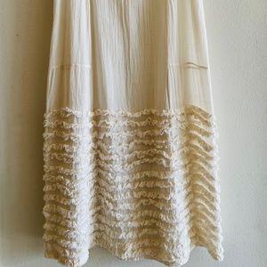 dosa ruffled sheer cotton slip dress ivory color